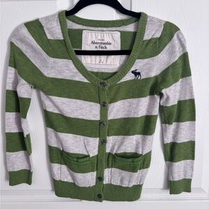 Abercrombie & Fitch Women's Green and Gray Cardigan
